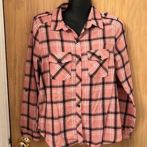 Pink plaid long sleeve shirt